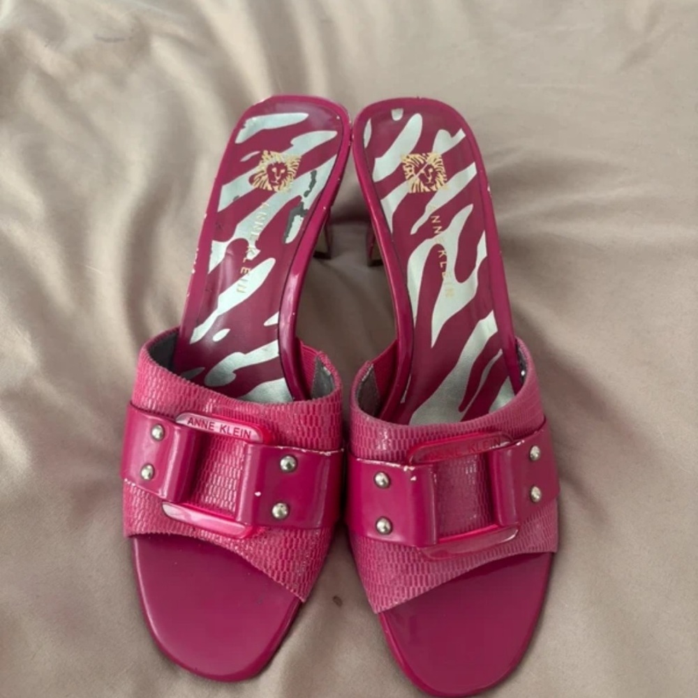 Anne Klein Pink Slide Heels with Buckle
